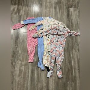 Set of 4 Magnetic Me infant baby girl onesie pajamas - various colors